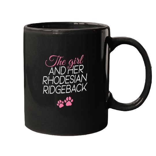 Womens The girl and her Rhodesian Ridgeback dog dogs paws gift Mugs