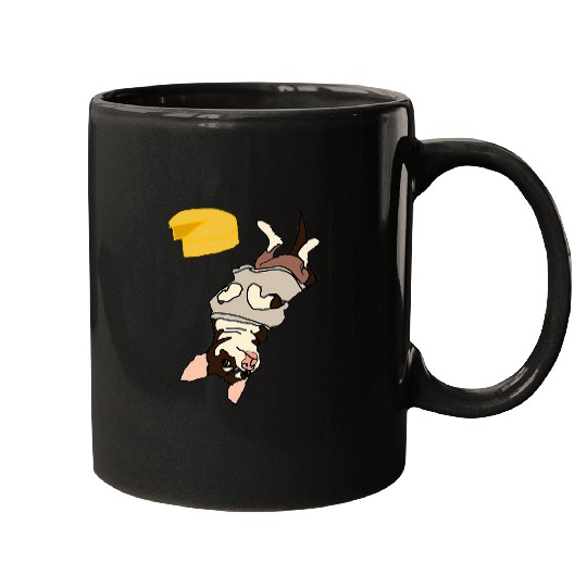 Upside Down Doggo in Sweater with Cheese Mugs
