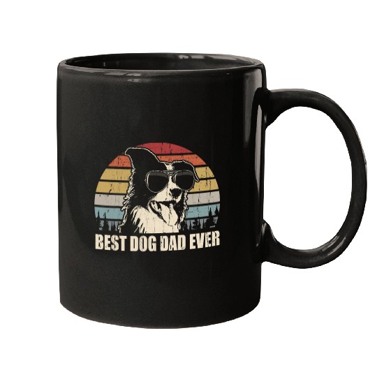 Mens Border Collie Dad bests Dog Dad Ever Funny vintages Retro Mugs