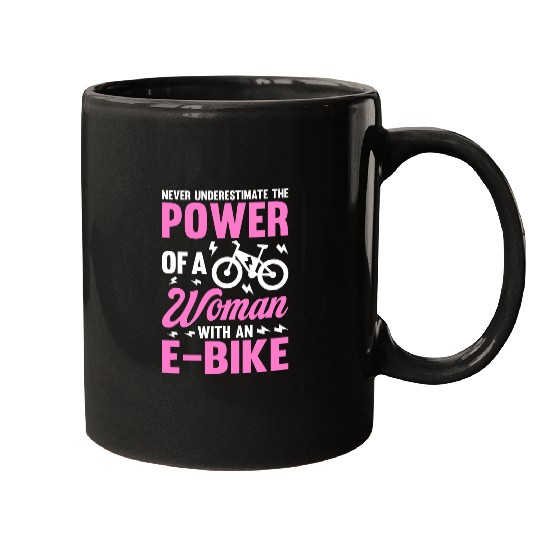 Woman With An EBike Girl EBikes Cycling Mugs