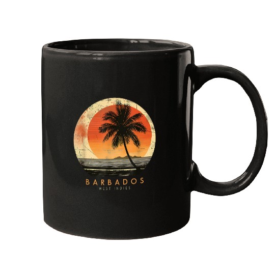 Barbados Beach Palm Tree Sailor vintages Beach Lovers Mugs
