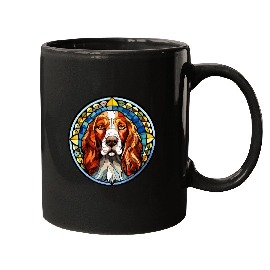 Welsh Springer Spaniel Dog Stained Glass Leadlight Artistic 2 Mugs