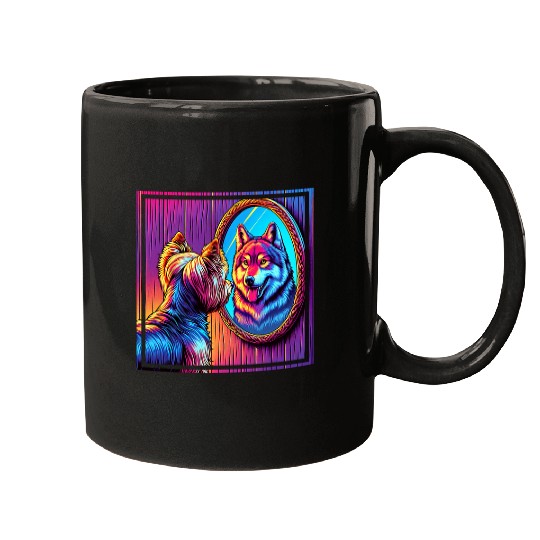 Yorkie wolfs In The Mirror Funny Yorkshire Terrier Mugs