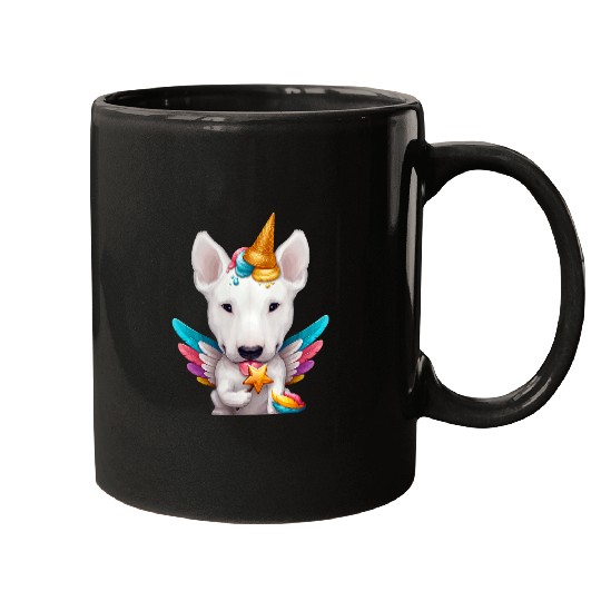White English Bull Terrier Ice Cream Unicorn Mugs