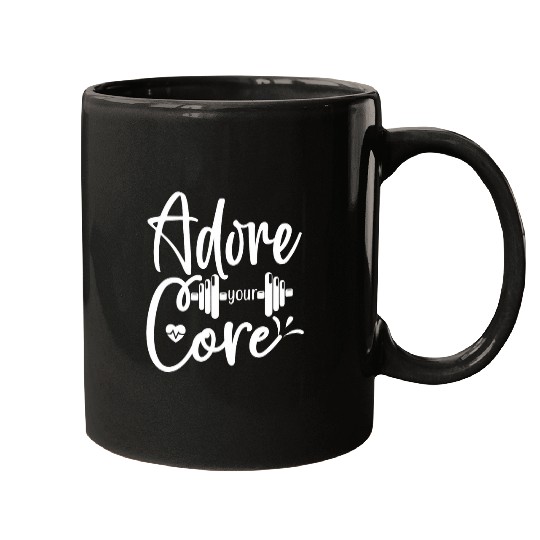 Motivational Adore Your Core Workout Gym Fitness Design Mugs