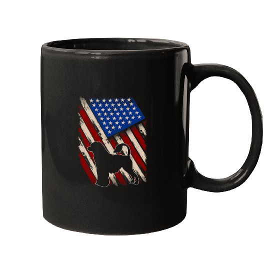 vintages American Flag Retro Portuguese Water Dog 4th Of July Mugs