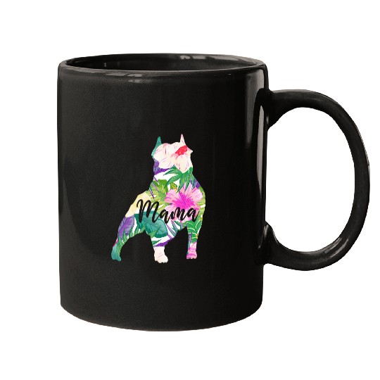 Womens Staffordshire Bull Terrier Mama Mom Flowers Mothers Day Mugs