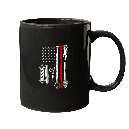 Patriotic Barber Haircutting USA Flag Hairstylist Mugs