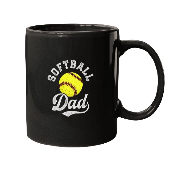 Softball Dad Fathers Day Funny Fastpitch Fastball Ball Sport Mugs