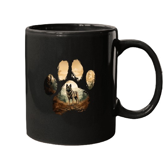 Norwegian Elkhound Mountain Paw Design Dog Mom Dad Mugs