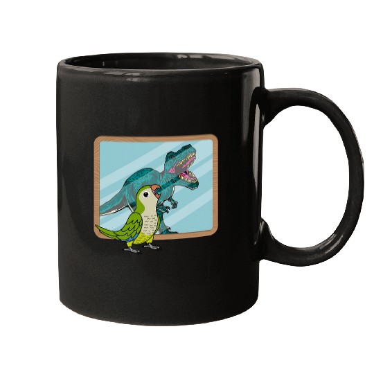 Parrot 2T Rexs Reflection I Green Monk Parakeet Quaker Mugs