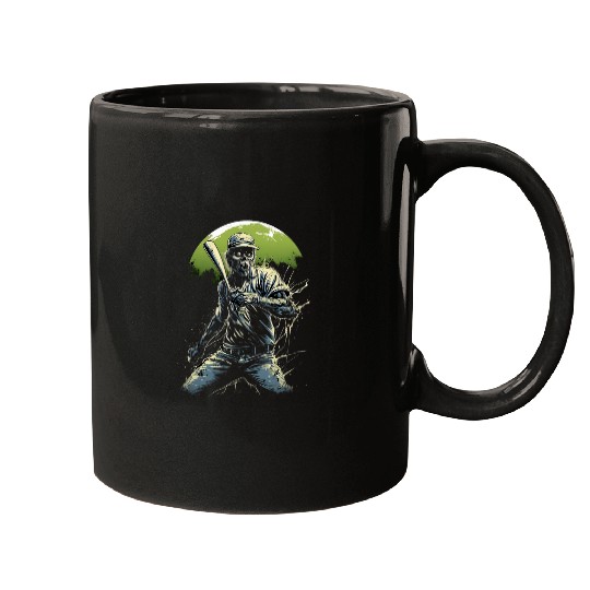 Zombie Playing Baseball Halloween Baseball Player Mugs
