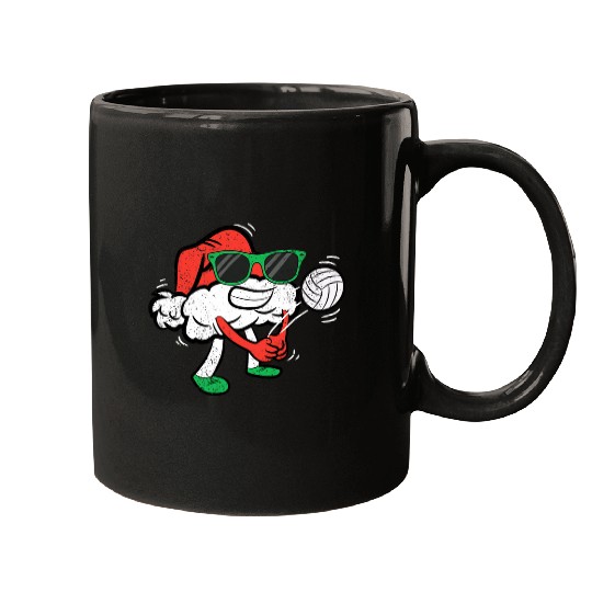 Santa Hat Volleyball Player Christmas Pajama xmass Sport Mugs