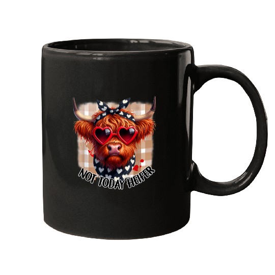 vintages Not Today Heifer Country Sayings Highland Cow Farmer Mugs