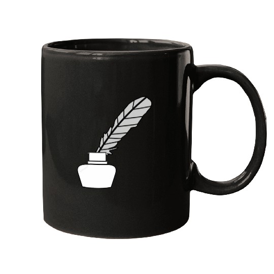 Quill Feather Author Writer 2 Mugs