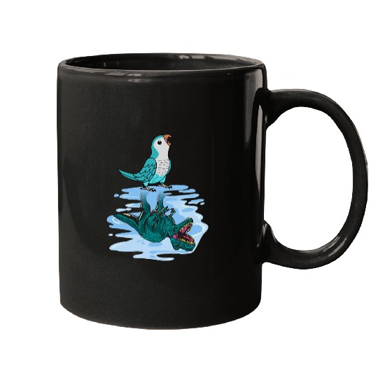 Parrot 2T Rexs Reflection I Blue Monk Parakeet Quaker Mugs