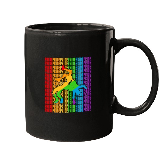 Gay Wrestler Pride Month LGBT Rainbown Flag Wrestling Mugs