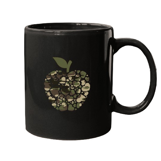 Apple Hearts Teacher Camouflage Clothing School Camo Apple Mugs