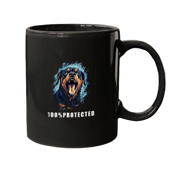ROTTWEILER 100 Protected Rottweiler Fun Rottweiler Dad 3 Mugs