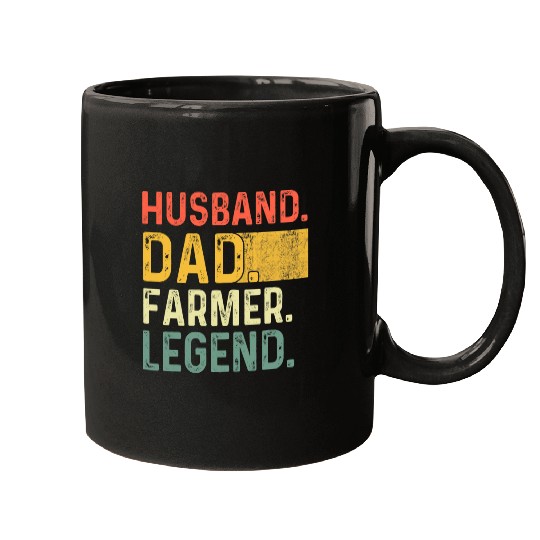Mens Fathers Day Husband Dad Farmer Legend Funny Vintage Mugs