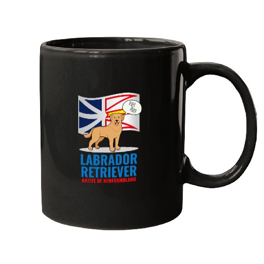 Yellow Labrador Retriever Dog Barking Newfoundland Flag Mugs