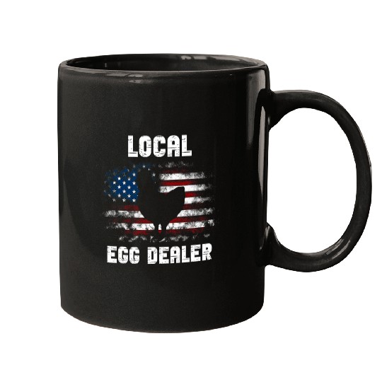 Local Egg dealers US Flag Farmer Support Chickens Mugs