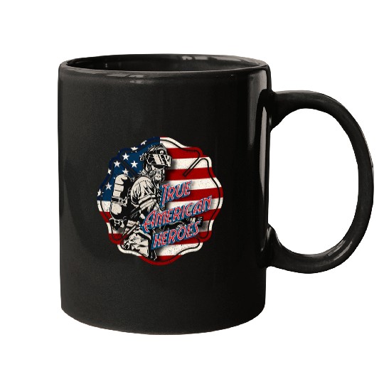 True American Heroes American Flag Fires Dept  Firefighter Mugs