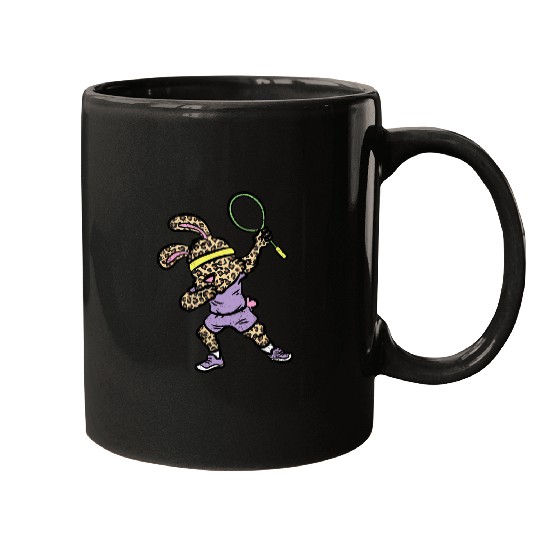 Bunny Badminton Player Easter Sport Rabbit Spring Mugs