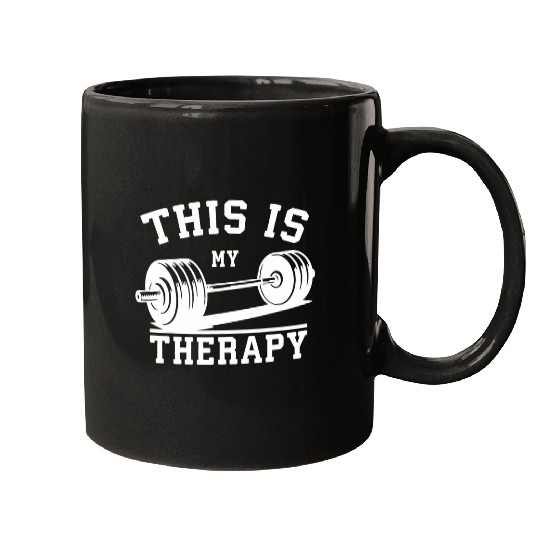 This Is My Therapy Barbell Gym Workout Fitness Lifting Mugs