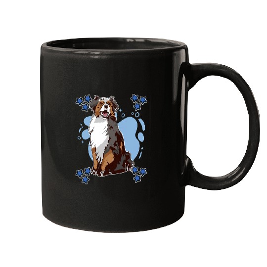 Mens Aussie Art Drawing Stars Boys Australian Shepherd Mugs