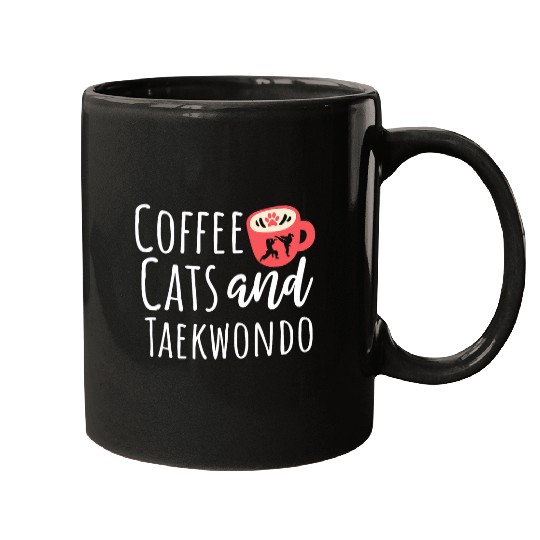 Coffee Cats and Taekwondo Korean Martial Arts Fighter Cute Mugs