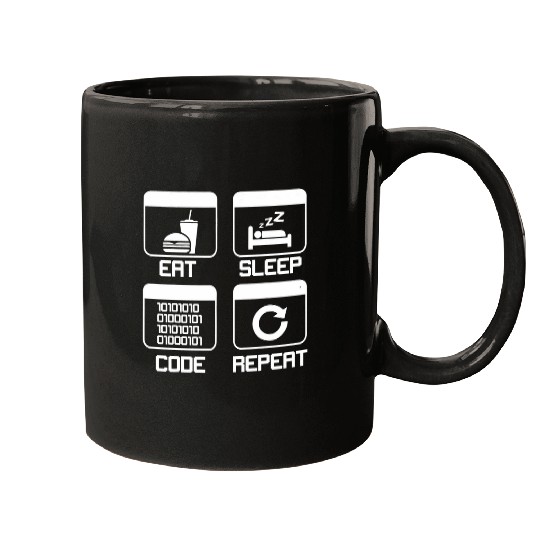 Eat Sleep Code Repeat Computer Programmer Coding Mugs