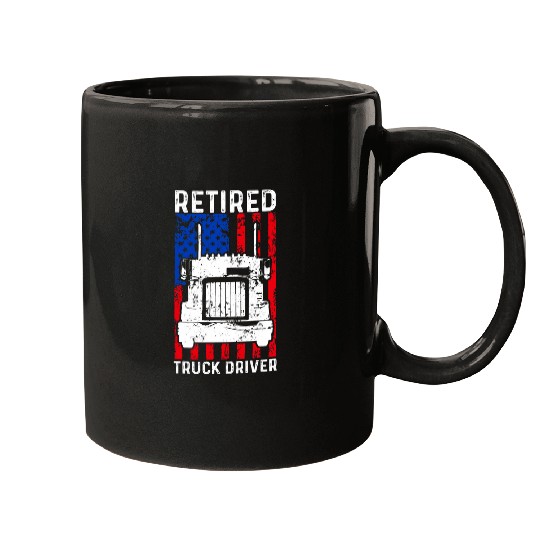 Retired Truck Driver US Flag Trucker Retirement 1 Mugs