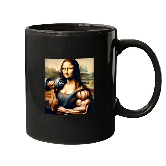 Mona Lisa Gym Pump Cover Workout Top Fitness Bodybuilding Mugs