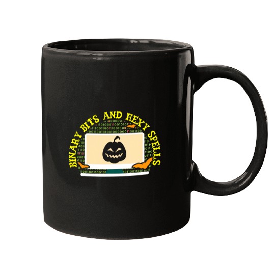Binary Bats and Hexy Spells Spooky Programmer Halloween Mugs