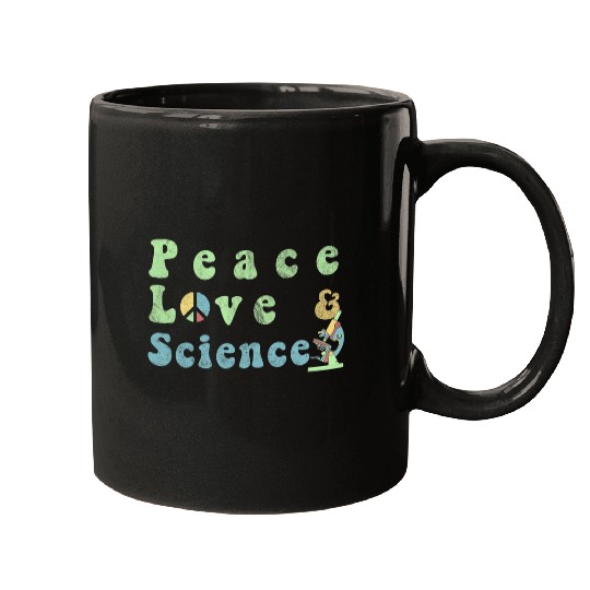 Peace Love Science Microscope Design Science Teacher Mugs