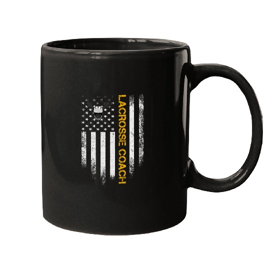 vintages USA American Flag Proud Lacrosse Coachs Silhouette Mugs