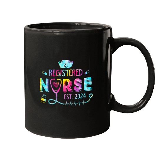 Registered nurses Est 2024 Nursing Student RN Graduate Tiedye Mugs