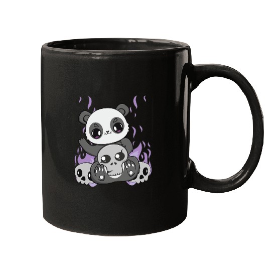 Panda With Purple Eyes Cute Anime Skull Pastel Goth Mugs