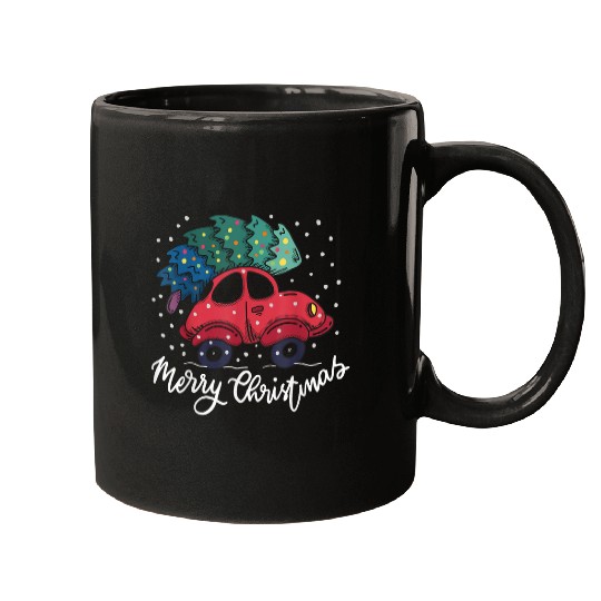 vintages Wagon Christmas Tree Red Retro Farmer Truck Vacation 22 Mugs