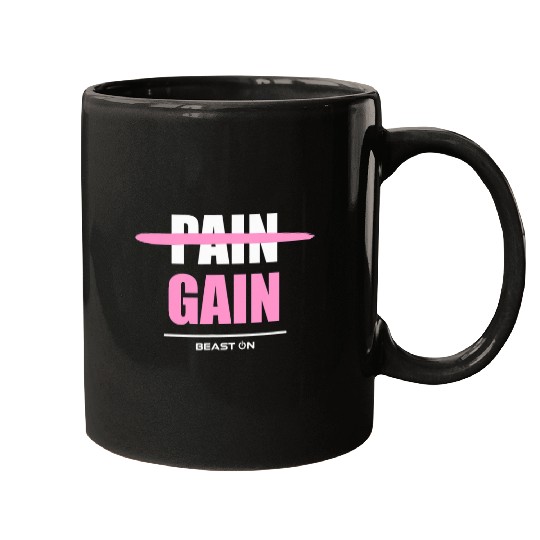 No Pain no Gain pink Workout Fitness Motivation Gym Sayings Mugs
