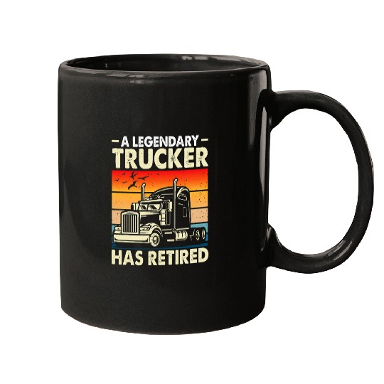 Retired Trucker Big Rig Truck Driver Retirement Vintage Mugs