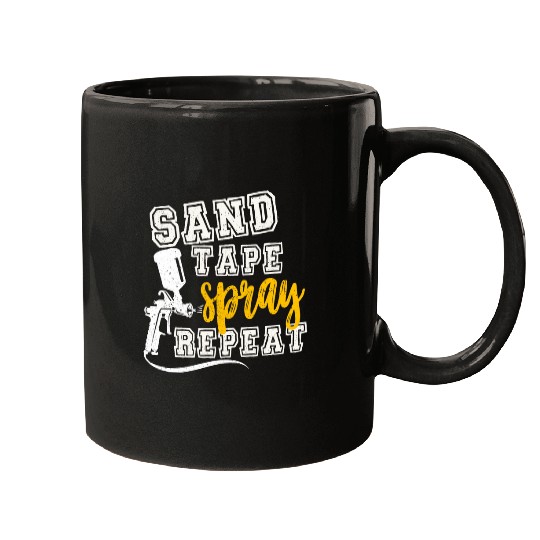 Auto Body Painter Sand Tape Spray Repeat Automotive Paint Mugs