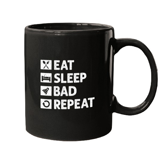 Badminton Eat Sleep Repeat Funny Shuttlecock Meme Mugs
