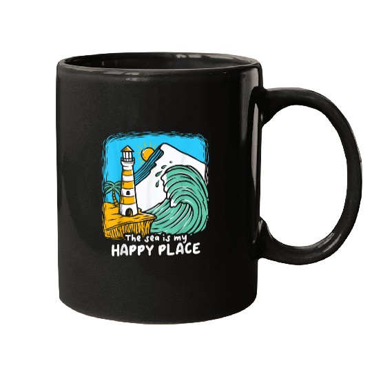 The Sea Is My Happy Place I Beach Lighthouses Coast Summer 1 Mugs