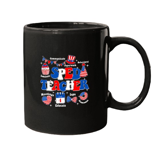 4th July Sped Teacher Patriotic Memorial Day Veterans Mugs