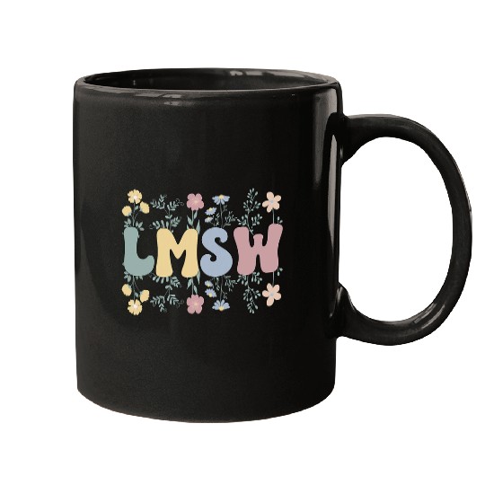 Groovy LMSW Flowers Licensed Master Social Worker Mugs