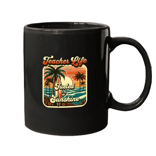 EndofYear Teacher Appreciation Gift Retro Summer Sun Beach Mugs