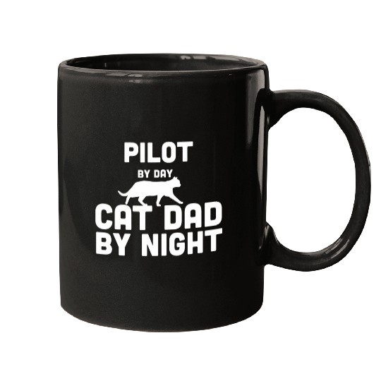 Pilot By Day Cat Dad By Night Mugs