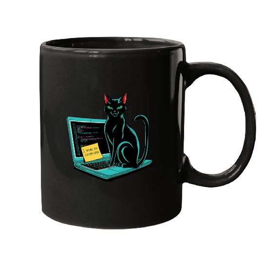 Cat I Work On Computers Coding Geek Design Mugs